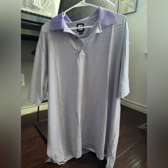 Clean FootJoy Purple and White Striped Golf Polo - Picture 1 of 5